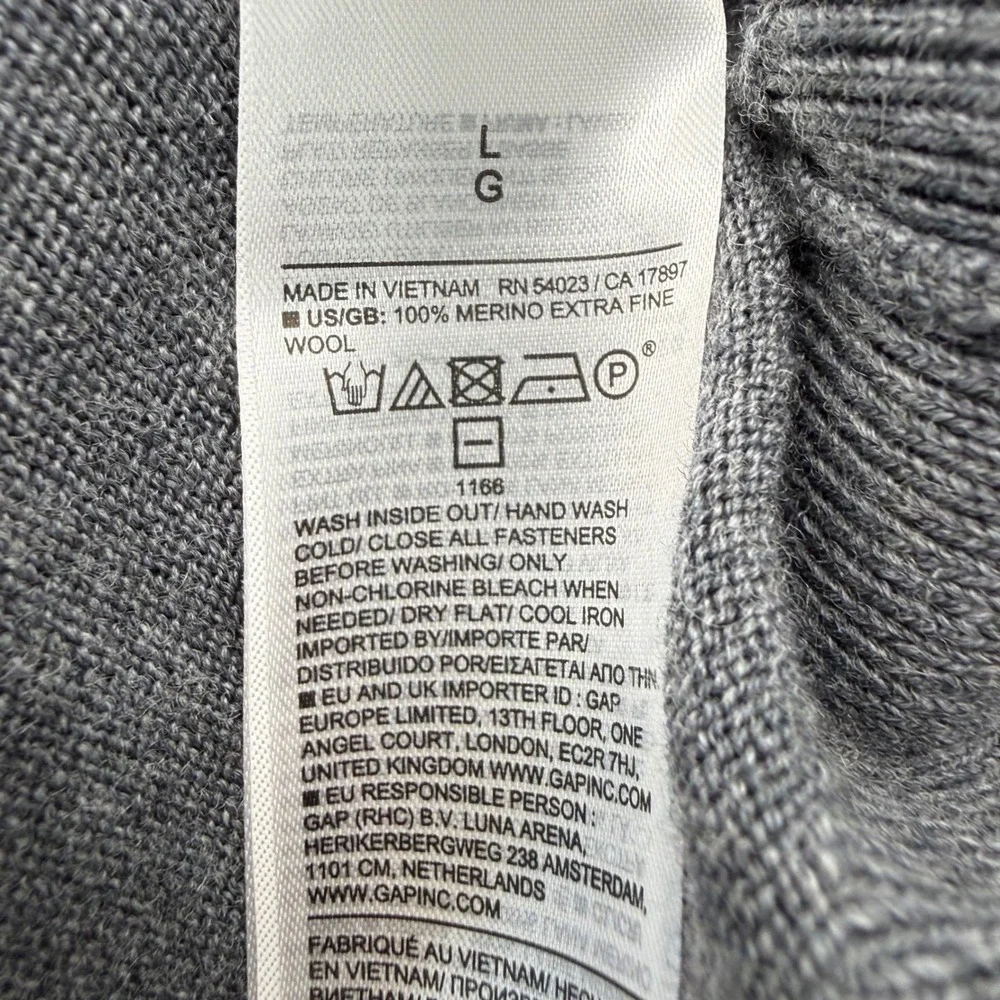 Banana Republic Sweater Men L Grey Merino Wool Quarter-Zip Mock Neck 795779-00-1